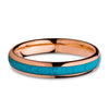 4mm Turquoise Wedding Ring - Rose Gold Wedding Band - Tungsten Carbide Ring - Turquoise  Ring