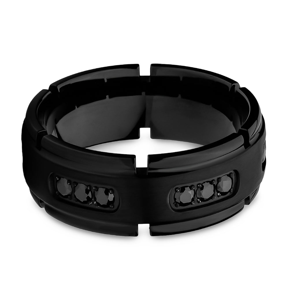 Black Titanium Wedding Band - Men's Wedding Ring - Black Titanium Ring - 8mm