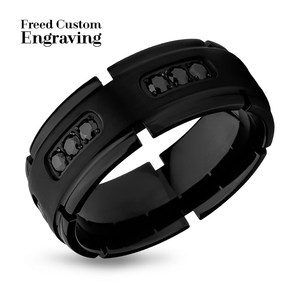 Black Titanium Wedding Band - Men's Wedding Ring - Black Titanium Ring - 8mm