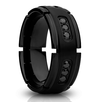 Black Titanium Wedding Band - Men's Wedding Ring - Black Titanium Ring - 8mm