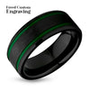 Green Wedding Ring - Tungsten Wedding Ring - Black Tungsten Ring - 8mm Ring - 6mm Ring