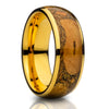 Cork Wedding Ring - Yellow Gold Tungsten Ring - Anniversary Ring - Engagement Ring - Cork Ring