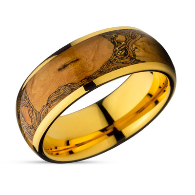 Cork Wedding Ring - Yellow Gold Tungsten Ring - Anniversary Ring - Engagement Ring - Cork Ring