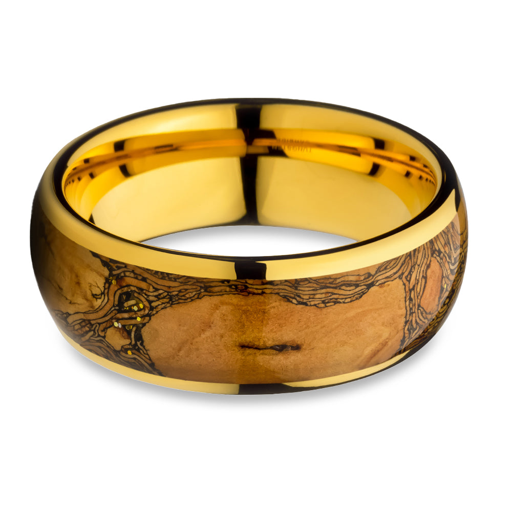 Cork Wedding Ring - Yellow Gold Tungsten Ring - Anniversary Ring - Engagement Ring - Cork Ring