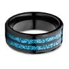 Black Tungsten Wedding Ring - Glitter Ring - Tungsten Carbide - Engagement Ring - Blue Glitter