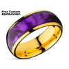 Cowrie Wedding Ring - Purple Wedding Ring - 8mm Wedding Ring - Yellow Gold Ring