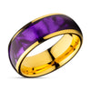 Cowrie Wedding Ring - Purple Wedding Ring - 8mm Wedding Ring - Yellow Gold Ring