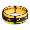 Abalone Wedding Ring - Yellow Gold Ring - Abalone Wedding Band - Tungsten Carbide Ring