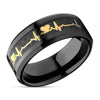 Heartbeat Tungsten Ring - Black Tungsten Ring - Engagement Ring - Tungsten Carbide Ring - Gold Ring