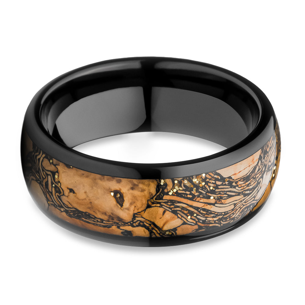 Black Wedding Ring - Cork Wedding Ring - Unique Tungsten Ring - Cork Tungsten Ring - 8mm