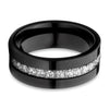 Man's Wedding Ring - CZ Wedding Ring - Black Tungsten Wedding Ring - 8mm Wedding Ring - White CZ