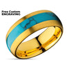 Turquoise Wedding Ring - Yellow Gold Tungsten Ring - Anniversary Ring - Engagement Ring