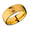 Hammered Wedding Ring - Yellow Gold Tungsten Ring - 8mm Wedding Ring - Man's Ring - Dome
