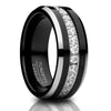 8mnm Black Tungsten Ring - CZ Wedding Ring - Tungsten Carbide Ring - Engagement Ring - Man's Ring