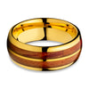 Koa Wood Wedding Ring - Yellow Gold Ring - Engagement Ring - Tungsten Carbide Ring - 8mm Ring