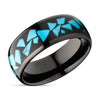 Turquoise Wedding Ring - 8mm Wedding Ring - Dome Wedding Ring - Tungsten Carbide Ring - Black