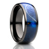 Azure Wedding Ring - Blue Wedding Ring - Azure Wood Ring - Black Tungsten Ring - 8mm