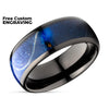 Azure Wedding Ring - Blue Wedding Ring - Azure Wood Ring - Black Tungsten Ring - 8mm