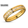 4mm Wedding Ring - CZ Wedding Ring - Titanium Wedding Ring - 18K Yellow Gold - Wedding Band