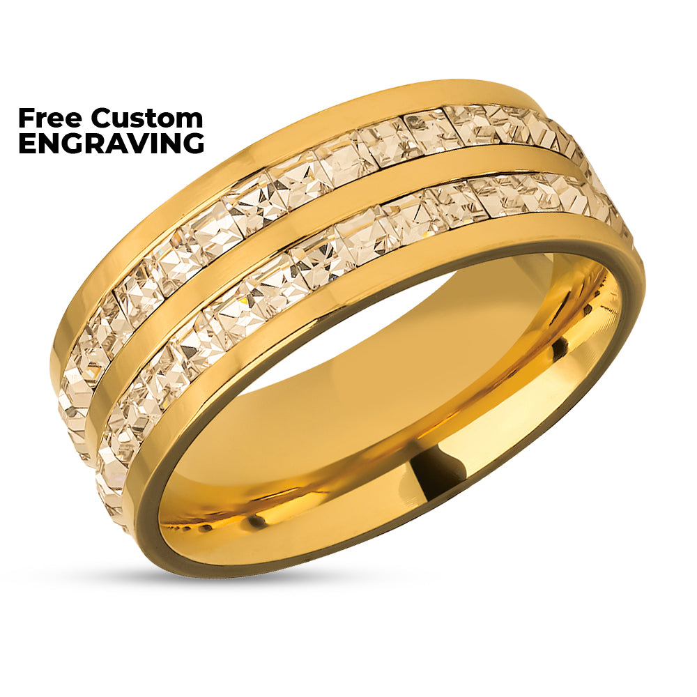 Titanium Wedding Ring - CZ Wedding Band - Man's Wedding Ring - Woman's Ring - CZ Ring