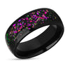 Purple Wedding Ring - Black Wedding Ring - Tungsten Wedding Band - 8mm Ring - Abalone Ring