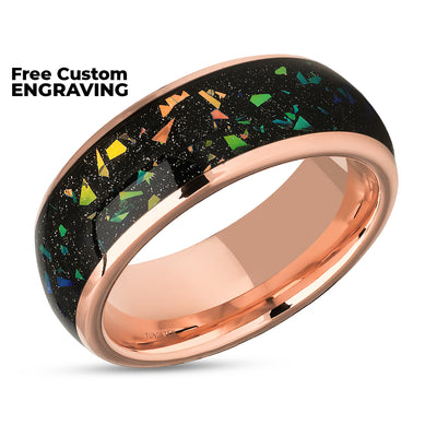 Rose Gold Tungsten Wedding Ring - Abalone Ring - Wedding Ring - 18k Rose Gold - Wedding Ring