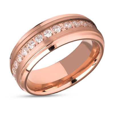 Rose Gold Wedding Ring - Rose Gold Tungsten Ring - 8mm Wedding Ring - Man's Wedding Ring