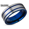 Blue Tungsten Wedding Ring - 8mm Wedding Ring - Tungsten Carbide Ring - Blue Wedding Ring