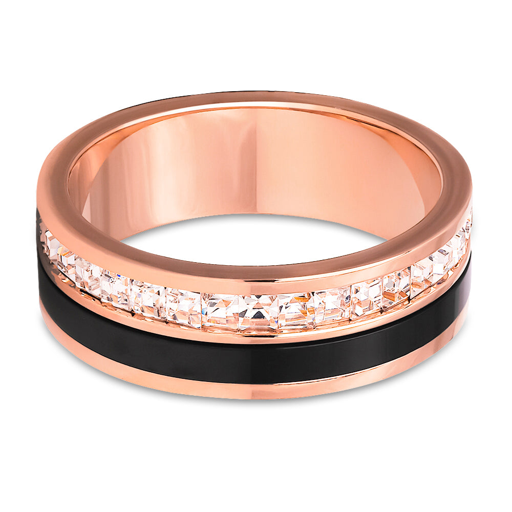 Titanium Wedding Ring - Rose Gold Wedding Ring - Titanium Wedding Band - CZ Wedding Ring