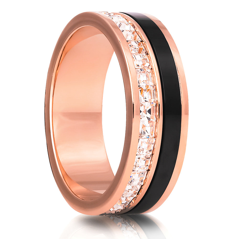 Titanium Wedding Ring - Rose Gold Wedding Ring - Titanium Wedding Band - CZ Wedding Ring
