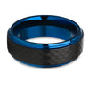 8mm Blue Tungsten Ring - 6mm Blue Tungsetn Ring - Black Wedding Ring - Tungsten Carbide Ring