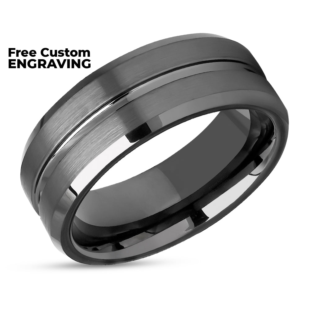 Gunmetal Wedding Ring - Tungsten Wedding Ring - 8mm Wedding Ring - Tungsten Carbide Ring