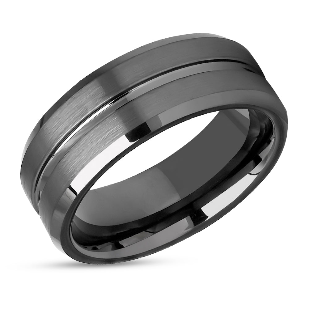 Gunmetal Wedding Ring - Tungsten Wedding Ring - 8mm Wedding Ring - Tungsten Carbide Ring