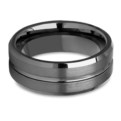 Gunmetal Wedding Ring - Tungsten Wedding Ring - 8mm Wedding Ring - Tungsten Carbide Ring