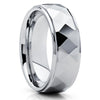 Tungsten Wedding Band - Faceted Design - Shiny Ring - Tungsten Ring - Clean Casting Jewelry
