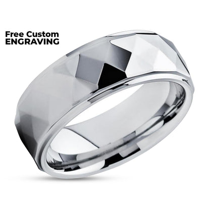 Tungsten Wedding Ring - Silver Tungsten Ring - Tungsten Carbide Ring - Engagement Ring