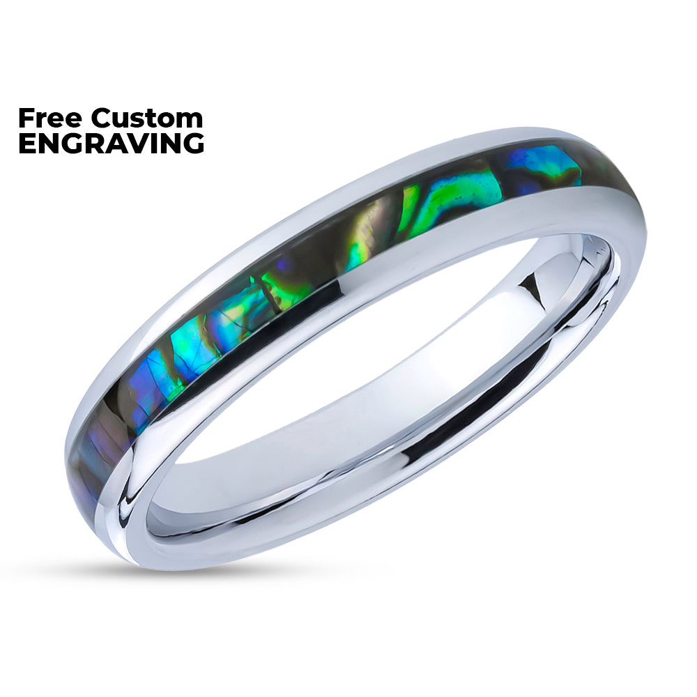 4mm Wedding Ring - Abalone Wedding Ring - Tungsten Wedding Ring - Abalone Ring