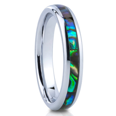 4mm Wedding Ring - Abalone Wedding Ring - Tungsten Wedding Ring - Abalone Ring