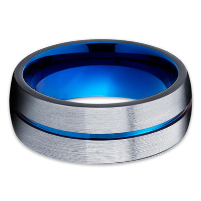 Blue Tungsten Wedding Ring - Blue Wedding Ring - Tungsten Ring - Blue Wedding Band