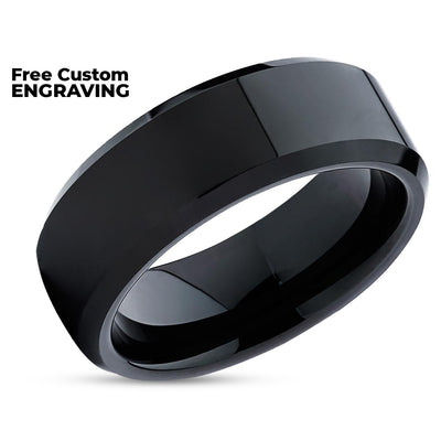 Shiny Black Tungsten Ring - Black Wedding Ring - Black Tungsten Ring - Wedding Band