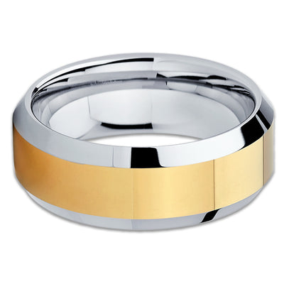 Tungsten Wedding Band - Yellow Gold Tungsten Ring - Yellow Gold Tungsten Band - Clean Casting Jewelry