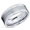 Tungsten Wedding Ring - 8mm Wedding Band - Silver Tungsten Ring - Tungsten Carbide