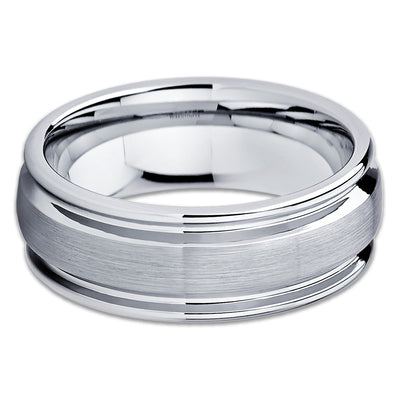 Men's Wedding Band - Tungsten Wedding Band - Grey Tungsten - Brush - 8mm - Clean Casting Jewelry