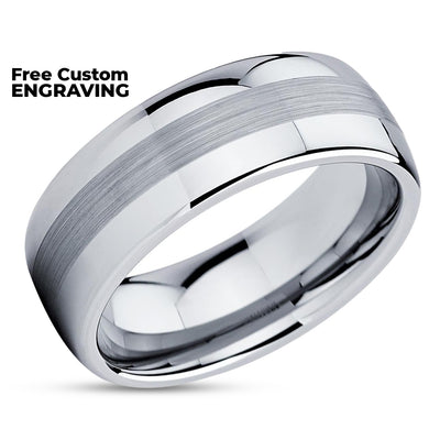Tungsten Wedding Ring - Silver Wedding Band - Tungsten Carbide Ring - Wedding Band
