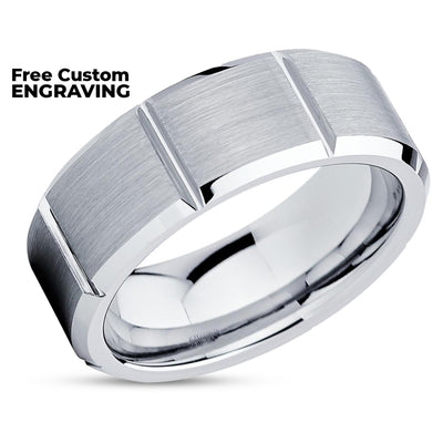 Tungsten Wedding Band -- Silver Tungsten Ring - Tungsten Carbide Ring - 8mm Ring