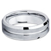 Silver Tungsten Ring - Gray Tungsten Ring - Brush Tungsten Ring - Beveled Ring - Clean Casting Jewelry