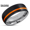 Orange Tungsten Wedding Ring - Gunmetal Tungsten Ring - Black Tungsten Ring - Wedding Band