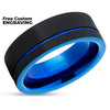 Black Wedding Ring - Blue Wedding Band - Tungsten Wedding Ring - Unique Ring