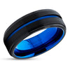Blue Wedding Ring - Blue Tungsten Ring - Black Tungsten Ring - Black Wedding Ring