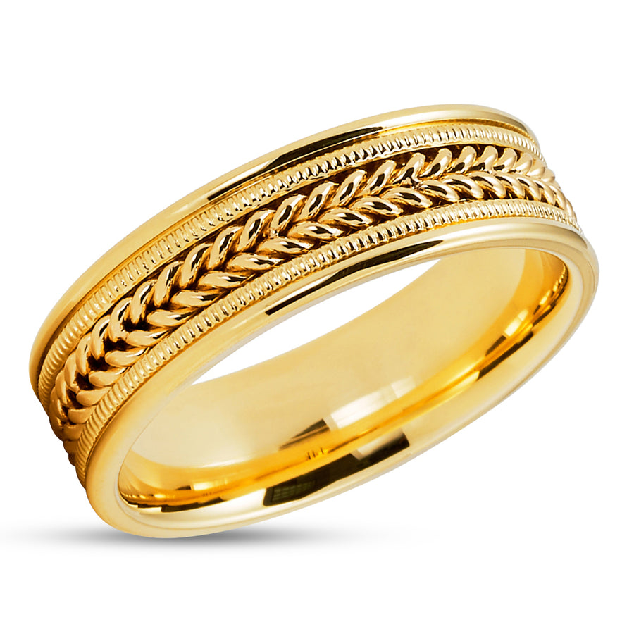 Gold Wedding Ring - Braid Wedding Ring - Gold Braid Ring - 14k Yellow Gold Ring - Wedding Ring